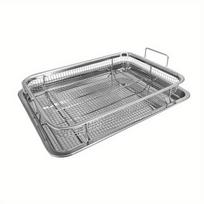 Stainless Steel Baking Tray Oil Frying Baking Pan Grill Crispy Mesh for Oven Air Fryer BBQ Non-stick Chips Basket Silver