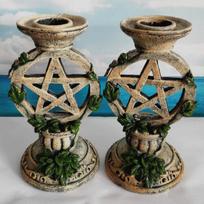 Astrologija Pentagramos žvakidė Linksmas stalinis žvakidžių stovas Žvakių laikiklis namų dekoro būrimo ceremonijai Wood-2PC