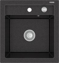Granitinė virtuvinė plautuvė Mexen Vito su sifonu, Black granite