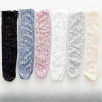 Women Sexy Lace Flower Fashion Ultra-thin Transparent Hollow Out Mesh Socks Summer Japan Style Harajuku Long Socks one size