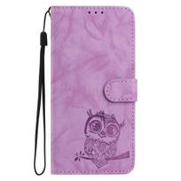 8-Color Owl Embossed Pattern Wallet Case for iPhone 7-17 Series,Flip Card Design iPhone 7 violetinė
