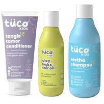 Tuco® Vaikams Super Taupymo Ultimate Plaukų Priežiūros Rinkinys iš 3 vnt. | Šampūnas 300 ml | Kondicionierius 100 ml | Plaukų Aliejus 100 ml | Be SLS ir Parabenų