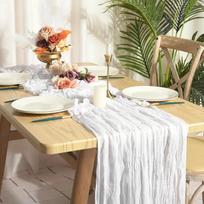 6 vnt. žalias staltiesės takelis Vestuvių banketas Boho vestuvės Kūdikio krikštynos Dekoravimas Staltiesės takelis Šventinis banketas Prabangi staltiesė 6pcs-90x180cm balta