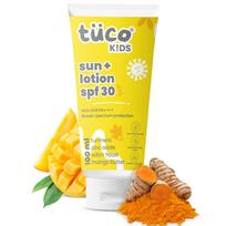 Tuco® Kids 2 viename apsauginis kremas nuo saulės + kūno losjonas su SPF 30 | Ciberžolė| UVA/UVB PA++++ | Plataus spektro | Amžius 2-5, 5-10, 10-15 | 100 ml