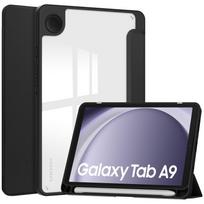 Samsung A9+ Akrilinis planšetinio kompiuterio dėklas su lizdu rašikliui, Skaidrus trijų dalių apsauginis dėklas 8.7 inch rožinė