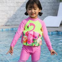 Langdieyi Toddler Girl Floating Swimsuit: One-Piece, Long Sleeve Swimwear for Babies Extra Large