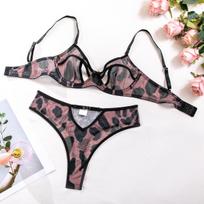 New INS Sexy Ultra-Thin Hollow Underwear Set with Steel Ring Bra Small