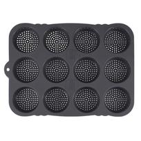 Maistinis, Silikoninė burgerių forma, 12 skylių, Duonos kepimo skarda, Forma, Lengvai išimama, Virtuvės kepimo įrankis Pack of 1 pilka spalva