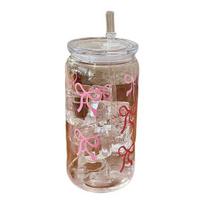 Water Cup Cute Bow Prints Mason Jar Shaped Water Bottle