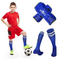 Children's Football Shin Guards Football Socks Youth Football Shin Guards Football Socks L mėlyna