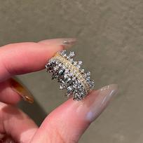 Two-color sandwich open ring women's light luxury high-end sense fashion personality design ring versatile jewelry