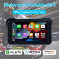 Nešiojamas 5 colių IP67 vandeniui atsparus motociklo navigacijos GPS belaidis Carplay Android Auto vaizdo registratorius Moto DVR monitorius juoda