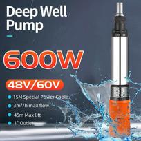 48V/60V 3m³/h Saulės vandens siurblys 600W 45M Maksimalus kėlimas Gilaus gręžinio siurblys Panardinamas Alternatyvios energijos Žemės ūkio drėkinimas Sodas