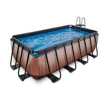 Karkasinis baseinas su filtru Exit Wood 400x200x122 cm, rudas