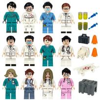 Gydytojai, Slaugytojos, Pacientai Greitosios pagalbos darbuotojas Minifigūrėlė Statybinis blokas Miesto figūrėlės dalys MOC Kaladėlės Modelio rinkiniai Edukaciniai žaislai