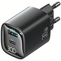 USAMS Charger 30W GaN LED USB+USB-C CC229 Black USA001440