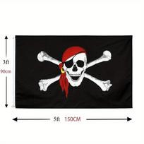 90*150cm (3*5 pėdų) Raudonas bandana pirato vėliava kaukolės girlianda Helovino kostiumas sodo dekoracija šventės šventimas A