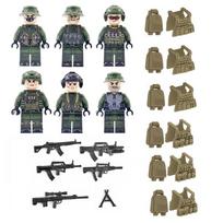 Kariniai Ginklai Specialiosios Pajėgos Kamufliažas Kareivis SWAT Taktinė Liemenė Kuprinės Aksesuarai Minifigūrėlės Dalys Statybiniai Kaladėlės Žaislai