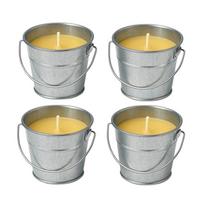 Lauko repelentas 4 žvakių pakuotė su citrinžole ir metaliniu kibirėliu – 12 valandų veikimo laikas geltona