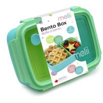 Melii Bento Box priešpiečių dėžutė Blue, Mint, Lime 880 ml