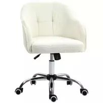 HOMCOM Namų biuro kėdė, ergonomiška rašomojo stalo kėdė, sukiojama kėdė, reguliuojamo aukščio biuro kėdė su siūbavimo funkcija, teddy aksomo išvaizdos, kosmetikos kėdė miegamajam, darbo kambariui, kreminės baltos spalvos