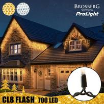 700 LED profesionali lauko girlianda varvekliai Brosberg Prolight CL8 Flash, juodas laidas : LED lempučių spalva - Šiltai Balta (WW)