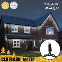 700 LED profesionali lauko girlianda varvekliai Brosberg Prolight CL8 Flash, juodas laidas : LED lempučių spalva - Šaltai balta (CW)