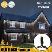 1000 LED profesionali lauko girlianda varvekliai Brosberg Prolight CL8 Flash, juodas laidas : LED lempučių spalva - Šaltai balta (CW)