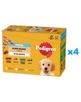 PEDIGREE Junior Pasirinkti skoniai su ryžiais 48x100g šuniukų drėgnas maistas su vištiena, ėriena, paukštiena ir jautiena.