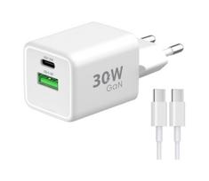 Winner Group - Greito įkrovimo adapteris 2xUSB PD 30W + USB laidas USB-C / USB-C 1m