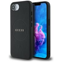 GUESS dėklas skirtas Apple iPhone 16e (SE 4 2025) suderinamas su MagSafe GUHMPSE4PGHSMMK (PU Grained Gold Ring) juodos spalvos