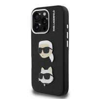 Karl Lagerfeld Grained PU K&CH Heads dėklas skirtas Apple iPhone 16 Pro Max juodos spalvos