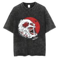Washed Attack on Titan Cotton Mens Vintage Japan Anime Oversize Shirts Streetwear Short Sleeve TShirt Loose Cotton Tops S