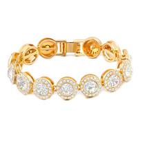 Iced Out Round Crystal Cuban Chain Tennis Bracelet for Women Full Rhinestone Cuban Link Chain Bracelets Wristband Jewelry Gifts 8inch