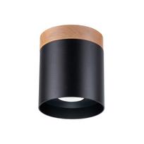 Lubinis šviestuvas SOLLUX RIF, 1xGU10, max 10 W LED, juoda/natūrali mediena