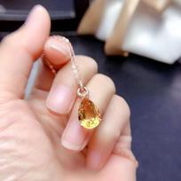 Classic Collection Pendant Water-drop Faceted Yellow Crystal Necklaces Exquisite Fashion Clavicle Chain Banquet Jewelry Gift 45cm