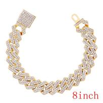 14MM Miami Prong Cuban Link Chain Necklace for Women Gold  Color Luxury 2 Row Rhinestones Cuban Choker Iced Out Jewelry