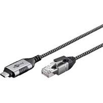 Goobay Ethernet adapter cable USB-C 3.2 Gen2 > RJ-45, Slim (black/gray, 5 meters) 74405