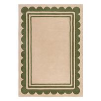 Rankų darbo iš vilnos kilimas žalios spalvos/natūralios spalvos 120x170 cm Lois Scallop – Flair Rugs