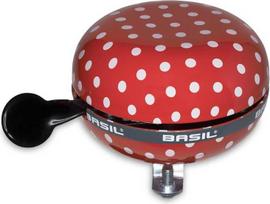 Basil Baziliko dviračio varpas BIG BELL POLKADOT 80 mm raudoni / balti taškai (BAS-50396)