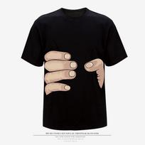 Cartoon Hand Grip 3D Printed Short Sleeve T-shirt Mock T-shirt Men's T-shirt S