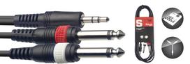Kabelis 3.5mm minijack stereo - 2x6.3 Jack 1m Stagg