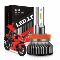 MOTO XLED H8 / H9 / H11 /H16 SUPER MINI CAN-BUS ZES +300% motociklo LED lemputė 1 vnt. 12V-24V 6500LM