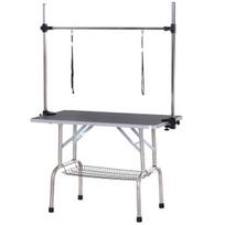 Sulankstomas gyvūnų kirpimo stalas su apatiniu krepšeliu - Juodas 107 x 60 x 170 cm