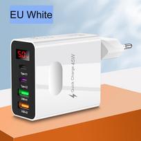 45W Skaitmeninio ekrano įkroviklis USB Type C įkroviklis Quick Charge 3.0 PD Telefono įkrovimo adapteris iPhone Samsung Xiaomi Kelioninis C EU Plug balta