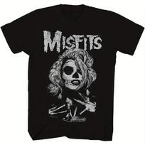 Raštuotas T-shirt Vyriškas Juodas Laisvalaikio Apvalia Kaklo Iškirpte Trumpomis Rankovėmis Vienas Misfits Ride Johnny Ride Raštuotas T-shirt S