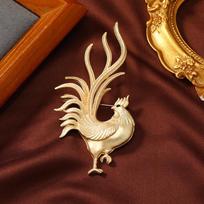 Retro Women Men Fashion Classic Rooster Golden Badges Brooch Vintage Style Lady Animal Palace Pin Accessories Corsages