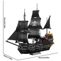 1424 vnt. Juodas piratų laivas statybiniai kaladėlės Skeletas Vaiduoklis Valtis modelis Surinkimo kaladėlės Žaislai Darbalaukio dekoracija Vaikų šventinės dovanos be dėžutės