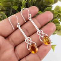 Wonderful Citrine Gemstone Earrings 925 Sterling Silver Earrings, Handmade Designer Jewelry Earrings, Gift For Mom 1.76 Inches oranžinė