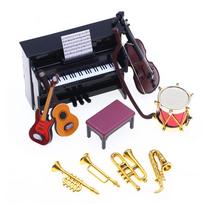 1:12 Lėlių namelio miniatiūrinių klasikinių muzikos instrumentų fortepijonas gitara saksofonas rinkinys instrumento modelis lėlės namų gyvenimo scenos dekoras